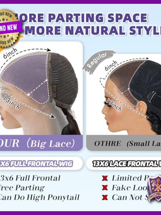 13x6 Lace Front Wig Human Hair Body Wave 200% Density 24 Inch Glueless main image 6